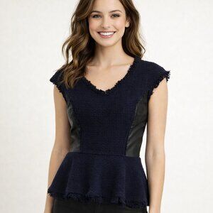 Rebecca Taylor Peplum tweed with leather top, size 0